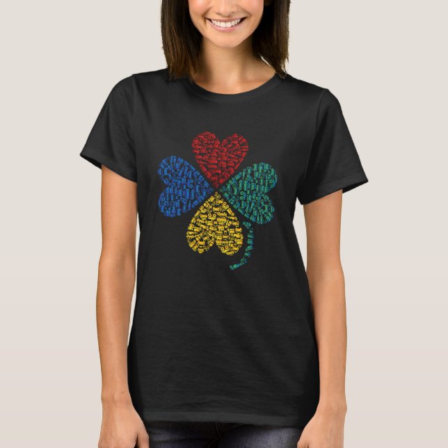 Transport Car Truck Heart Red Blue Yellow Green 4L T-Shirt (Front)