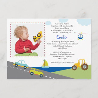 Transport Christening Invitations