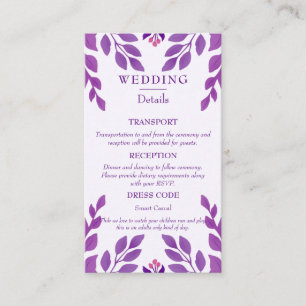 Transport, Dress Code & Reception Details Enclosure Card