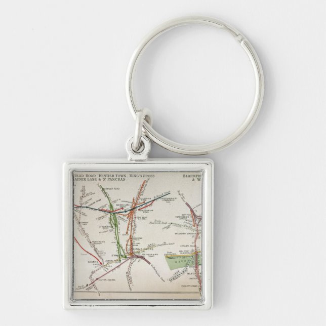 Transport map of London, c.1915 Key Ring (Front)