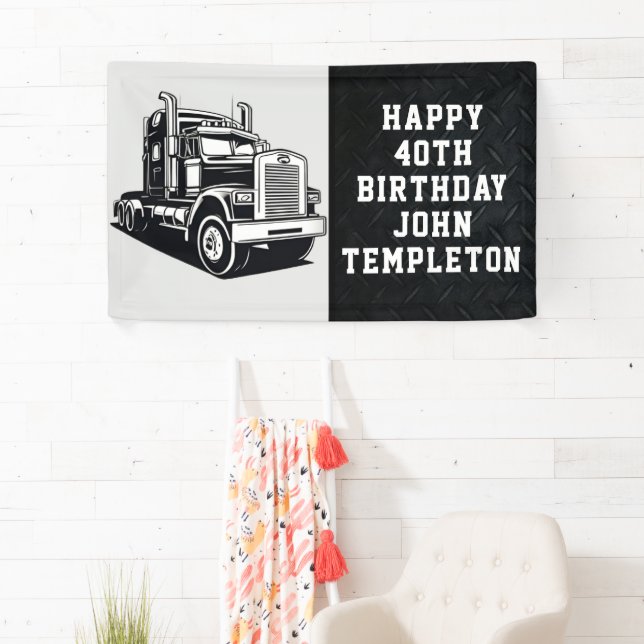 Transport Truck Equipment Custom Birthday Banner (Insitu)
