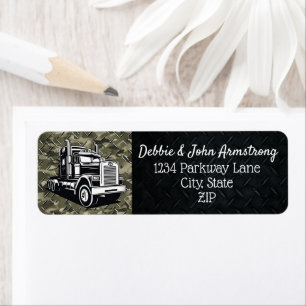 Transport Truck Freight Camo Logo Return Address Return Address Label