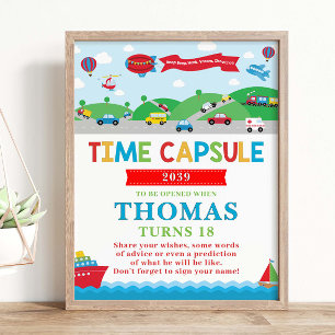 Transportation 1st Birthday Activity Time Capsule Poster