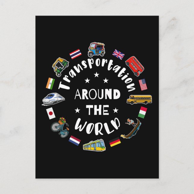 Transportation around the world postcard (Front)