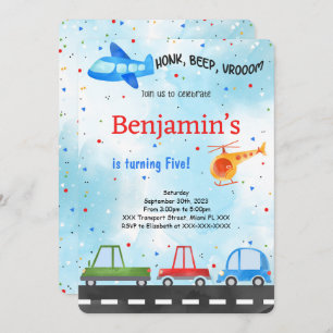 Transportation Birthday Invitation