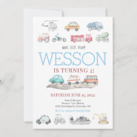 Transportation Birthday Invitation