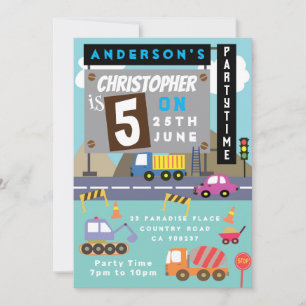 Transportation Birthday Invitation
