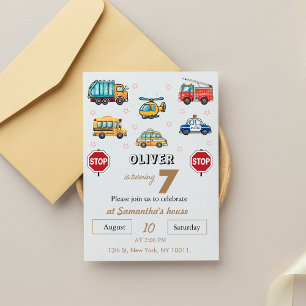 Transportation birthday invitation