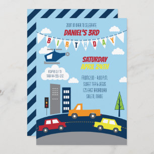 Transportation Birthday Invitation