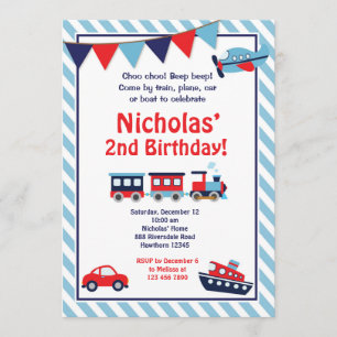 Transportation Birthday Invitation / Train Invite