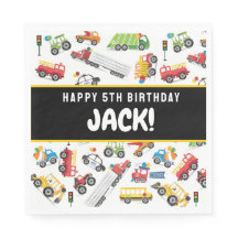 Transportation Birthday Napkins Vehicle Napkins