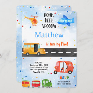 Transportation Birthday Party Invitation