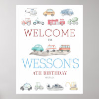 Transportation Birthday Welcome Sign