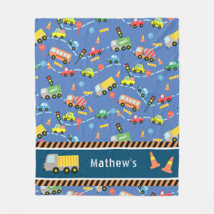 Transportation  Blue.   Fleece Blanket