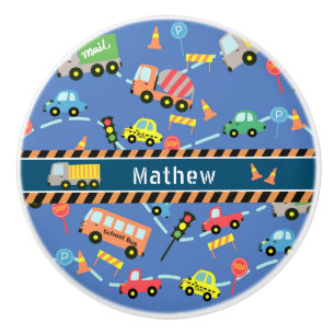 Transportation Boys Blue Ceramic Knob