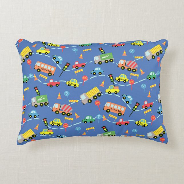 Transportation Boys Blue Decorative Cushion (Front)