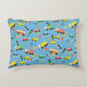 Transportation Boys Light Blue Decorative Cushion