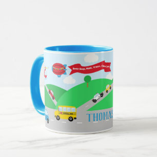 Transportation Car Train Plane Personalised Mug