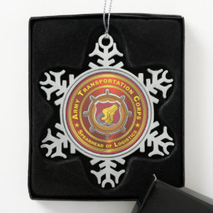 Transportation Corps Snowflake Pewter Christmas Ornament