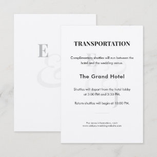 Transportation Enclosure Wedding Shuttle Details Card