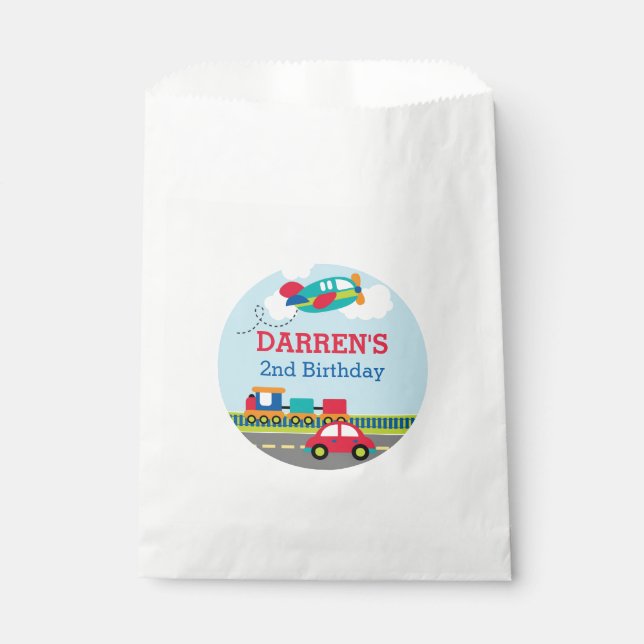 Transportation Favour Bags (Personalised) (Front)