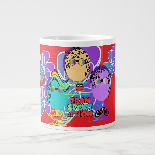 Transportation Floral Funny Characters  Large Coffee Mug (Front)