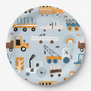 Transportation Hand drawn toy cars Birthday Paper Plate
