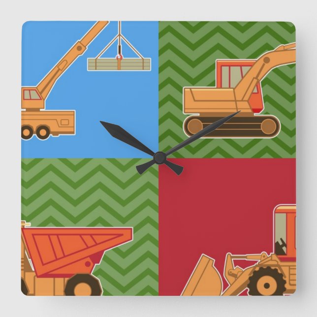 Transportation Heavy Equipment - Collage Square Wall Clock (Front)