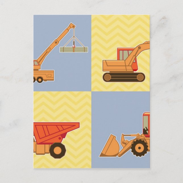 Transportation Heavy Equipments -Plain and Chevron Postcard (Front)