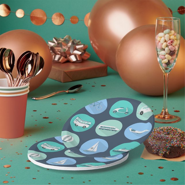 Transportation Icons Paper Plates (Creator Uploaded)