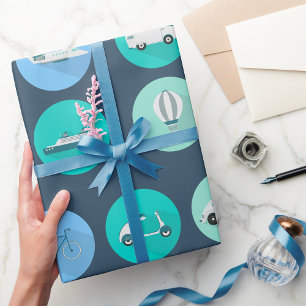 Transportation Icons Wrapping Paper
