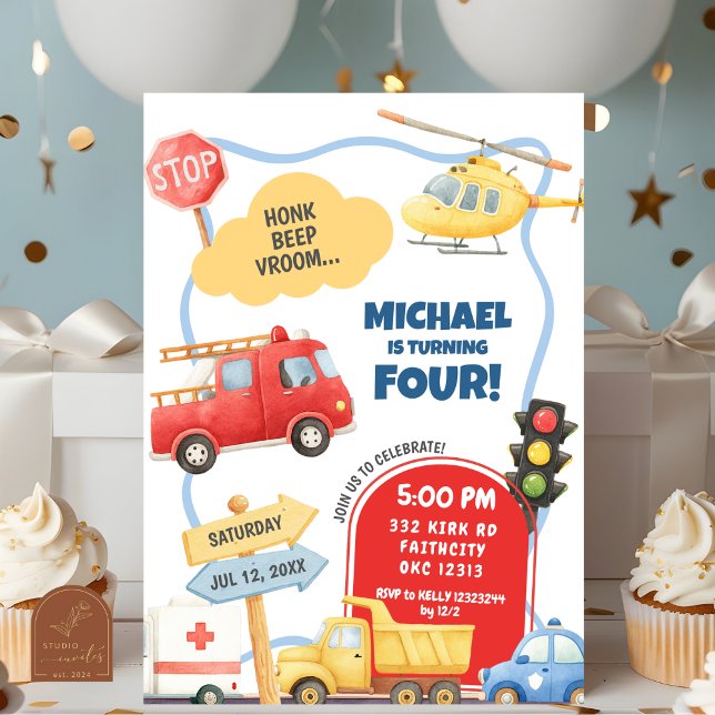 Transportation Kids Birthday Invitation (Creator Uploaded)