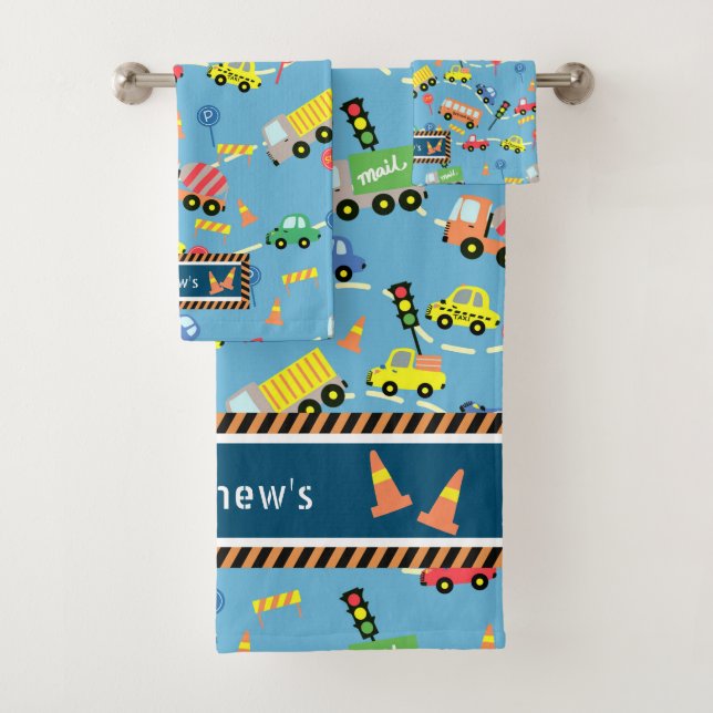 Transportation Kids Blue.  Wash Cloth (Insitu)