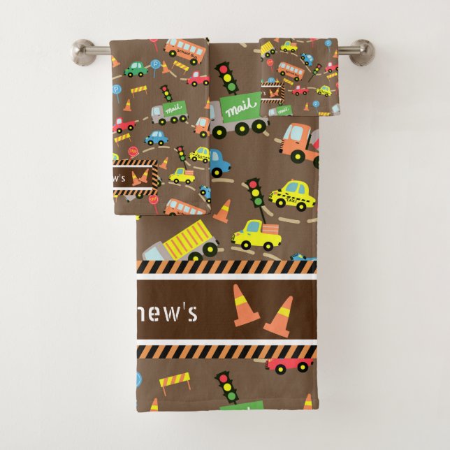 Transportation Kids Brown.  Wash Cloth (Insitu)