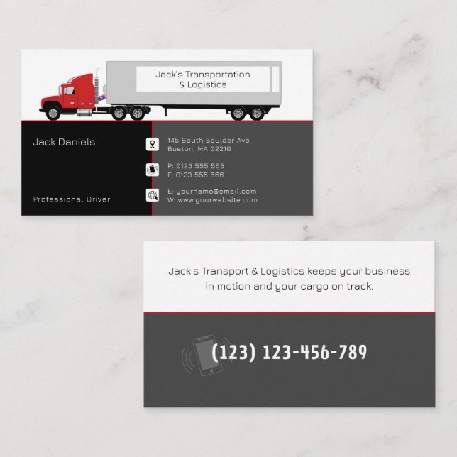 Transportation & Logistic | Truck Business Card (Front/Back)