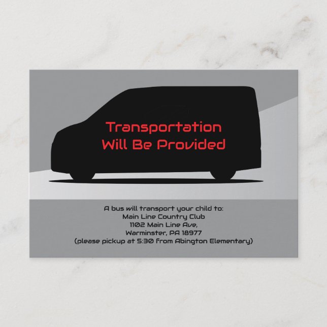 Transportation Party Bus Card Transport Mini Van (Front)