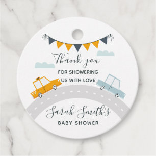 Transportation Retro Cars Baby Shower Thank You Favour Tags