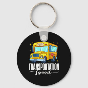 Transportation Squad First Day School Bus Welcome Key Ring