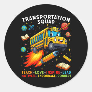 Transportation Squad Funny School Bus Driver Back Classic Round Sticker