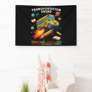 Transportation Squad Funny School Bus Driver Banner