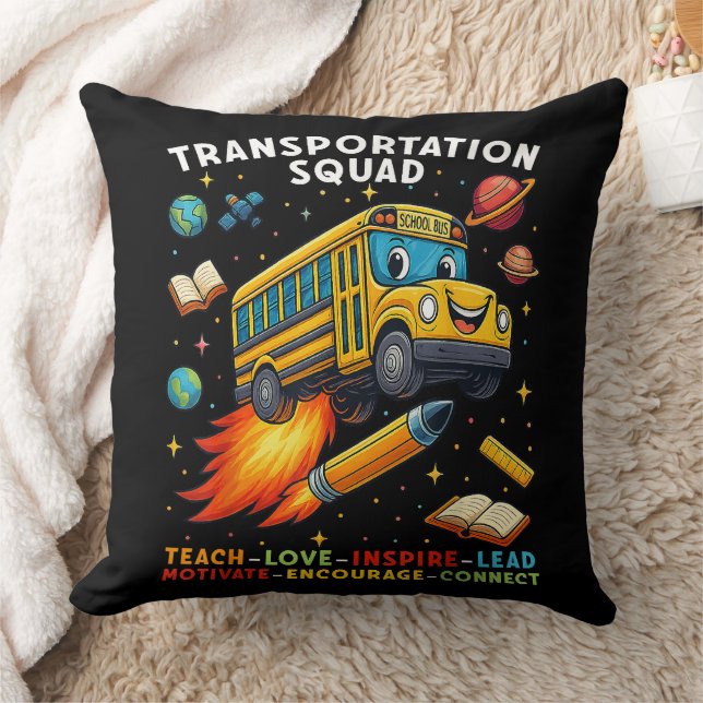 Transportation Squad Funny School Bus Driver Cushion (Blanket)