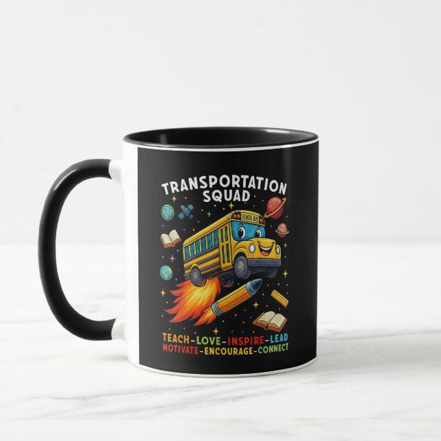 Transportation Squad Funny School Bus Driver Mug (Left)