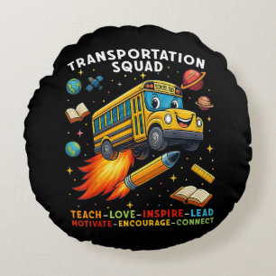 Transportation Squad Funny School Bus Driver Round Cushion