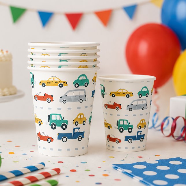 Transportation Theme Birthday Paper Cups (Transportation Party Cups)