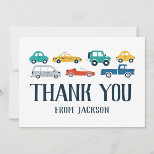 Transportation Theme Birthday Thank You Card