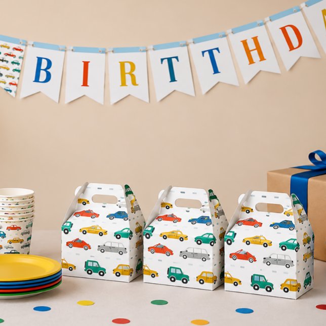 Transportation Theme Birthday Wrapping Paper Large Favour Box (Transportation Birthday Favor Boxes)