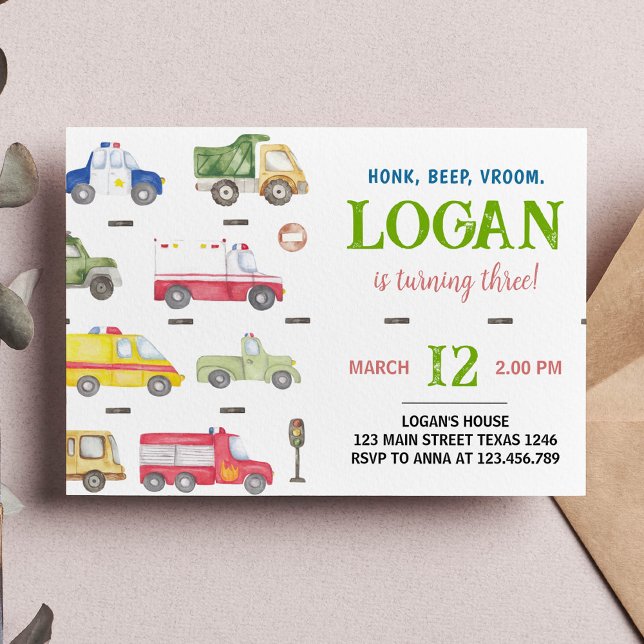 Transportation Trucks Birthday Party Invitation (Creator Uploaded)