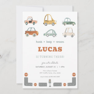 Transportation Vehicle Car Birthday Invitation