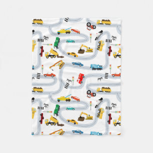 Transportation Vehicles Cars Trucks Road Boys Fleece Blanket