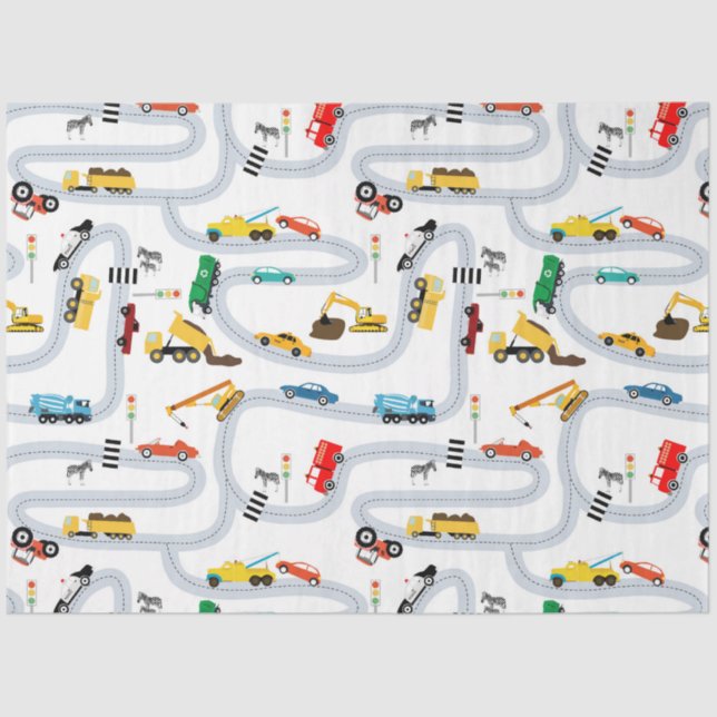 Transportation Vehicles Cars & Trucks Road Traffic Tissue Paper (Front)